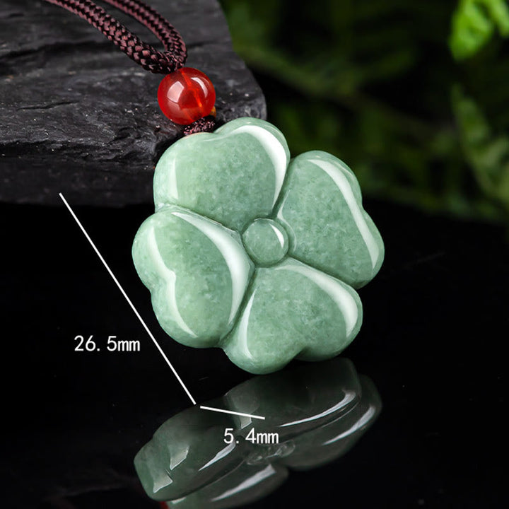 Naturalny naszyjnik z Buddha Stones, koniczyna czterolistna, szczęście, jadeit, dobrobyt