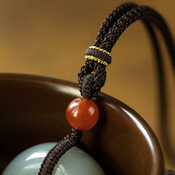 Buddha Stones Naturalny Okrągły Jadeit Szary Jadeit Klamra Pokoju Naszyjnik Szczęścia Wisiorek