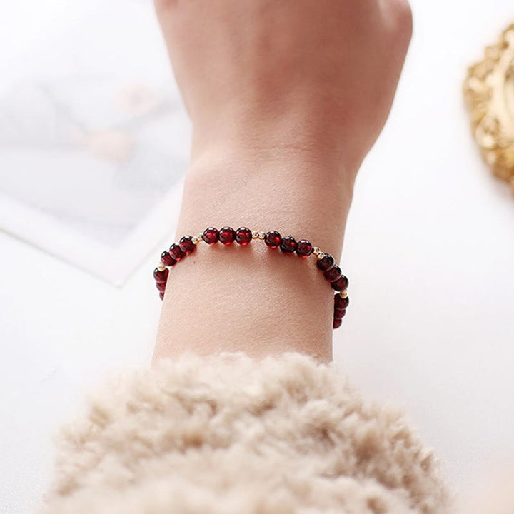 Bransoletka Buddha Stones 14K Gold Natural Garnet Calm