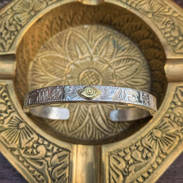 Buddha Stones Oko Horusa Ochrona Miedziana Bransoletka Mankietowa Bangle