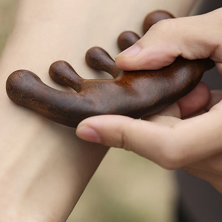 Prosty zielony grzebień do masażu z frędzlami i sandałowym drzewem - image 2