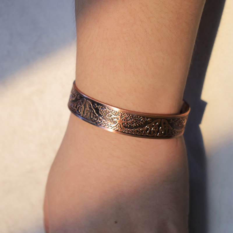 Buddha Stones Szczęśliwe Drzewo Życia Równowaga Magnetyczna Regulowana Bransoletka Mankietowa Bangle