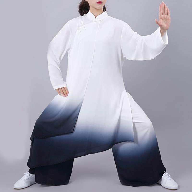 Buddha Stones Gradient Malowanie Medytacja Modlitwa Duchowy Zen Tai Chi Qigong Praktyka Unisex Zestaw Ubrań - US12, UK/AU16, EU44 (3XL) - image 0