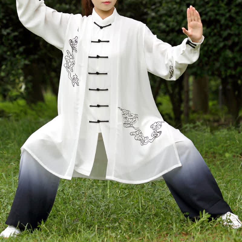 Buddha Stones Pomyślne Chmury Gradient Medytacja Modlitwa Duchowy Zen Tai Chi Qigong Praktyka Zestaw Ubrań Damskich - image 4