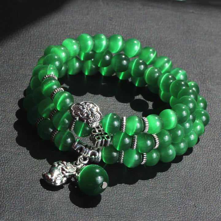 Bransoletka z potrójnym owinięciem w kocie oko PiXiu z Buddha Stones