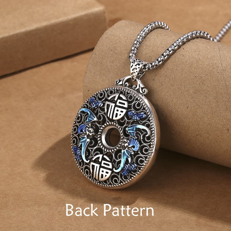 Buddha Stones Koi Ryba Lotos Pokój Klamra Fu Charakter Bogactwo Szczęście Naszyjnik Wisiorek - image 3