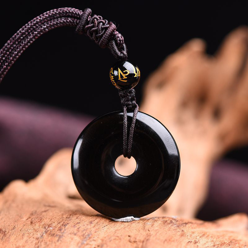 Naszyjnik ochronny z Buddha Stones z obsydianu tybetańskiego