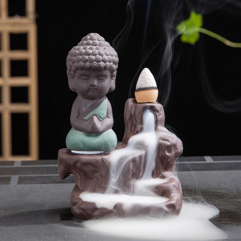 Kamienne Buddha Stones z przepływem wstecznym, fontanna dymna, ceramiczny palnik kadzidełkowy, dekoracja