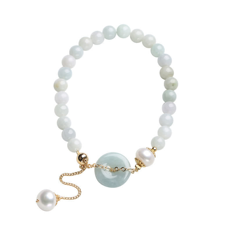 Bransoletka Buddha Stones Natural Jade Pearl Peace Buckle Prosperity Luck