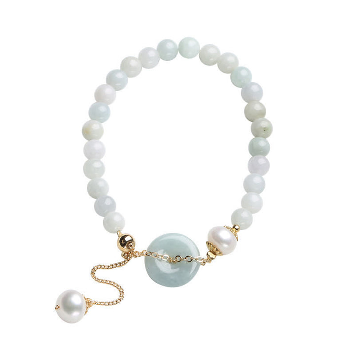 Bransoletka Buddha Stones Natural Jade Pearl Peace Buckle Prosperity Luck