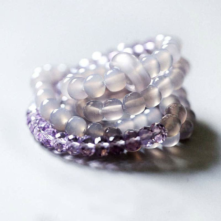 Naturalna bransoletka medytacyjna z kryształu ametystu - 17,5 cm - image 0