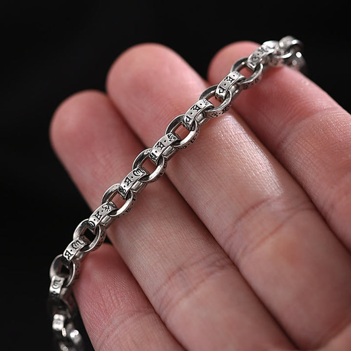 Buddha Stones 925 Srebro Sterlingowe Om Mani Padme Hum Rzeźbiony Projekt Kreatywność Metal Bransoletka - image 7