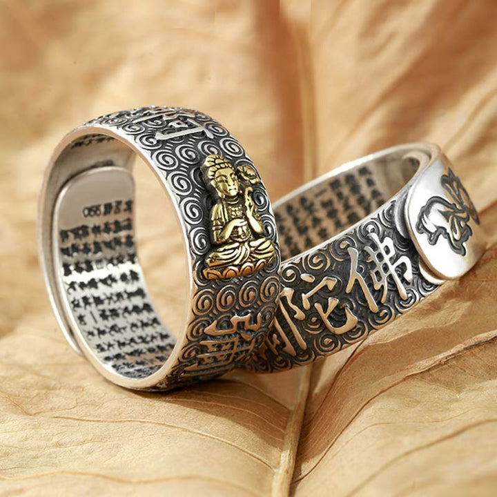 Buddha Stones Chiński Zodiak Natal Budda Bogactwo Szczęście Regulowany Pierścień