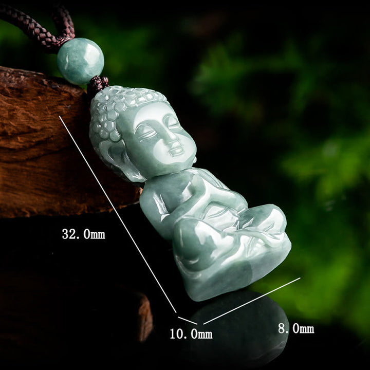 Buddha Stones Naturalny Jadeit Medytacja Budda Amulet Naszyjnik Wisiorek Spokoju - image 7