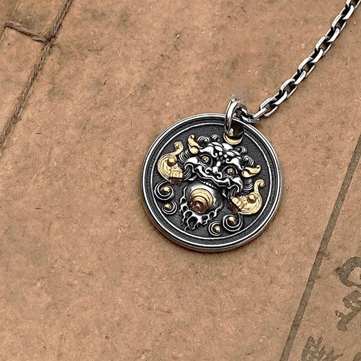 Buddha Stones Tybetański Kirtimukha Amulet Uzdrawiający Naszyjnik Wisiorek