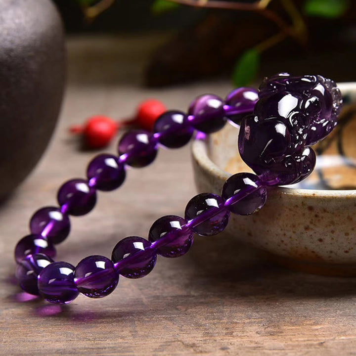 Buddha Stones Feng Shui Ametyst Fortuna Bransoletka Bogactwo