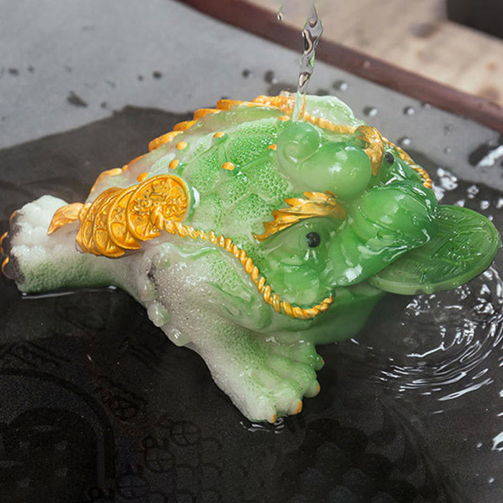 Buddha Stones Zmieniające Kolor FengShui Bogactwo Szczęśliwa Żaba Miedziana Moneta Herbata Zwierzę Żywica Figurka Dekoracja