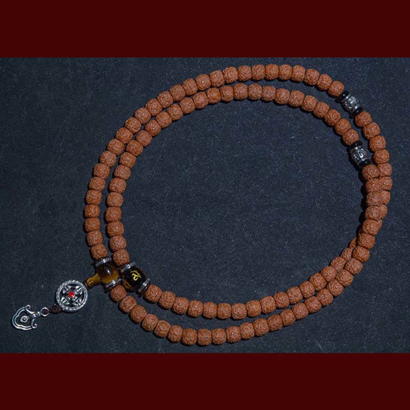 Tybet 108 Mala Beads Rudraksha Bodhi Seed Chinese Zodiac Natal Buddha Wealth Charm Bracelet