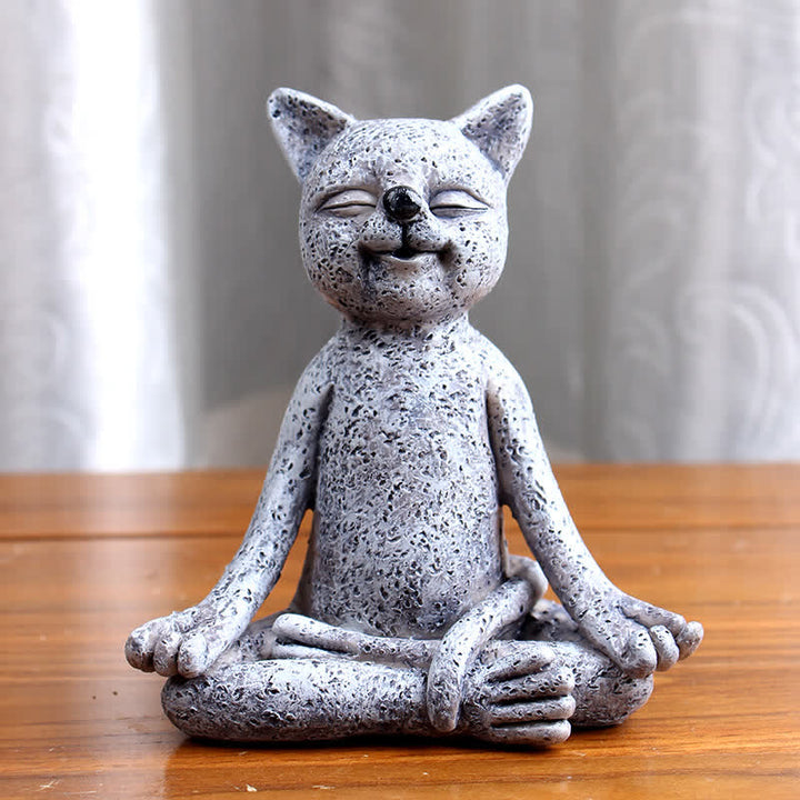 Medytujący Zen Pies Kot Żaba Dekoracja - Kot do medytacji 9 cm x 5,8 cm x 10,3 cm (197 g) - image 5