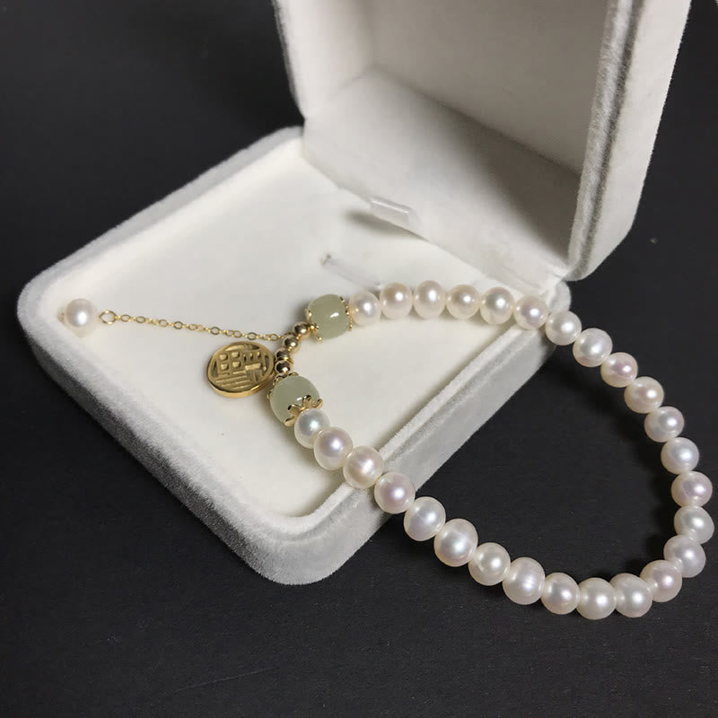 Bransoletka z pereł naturalnych Hetian Jade Happiness Wisdom Bead