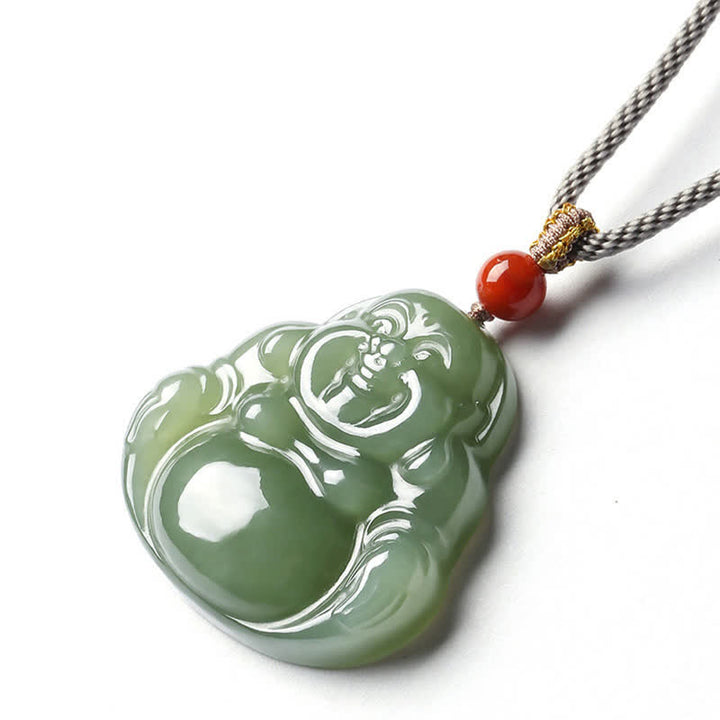 Naszyjnik z jadeitu Hetian Laughing Buddha z wisiorkiem sznurkowym - image 9