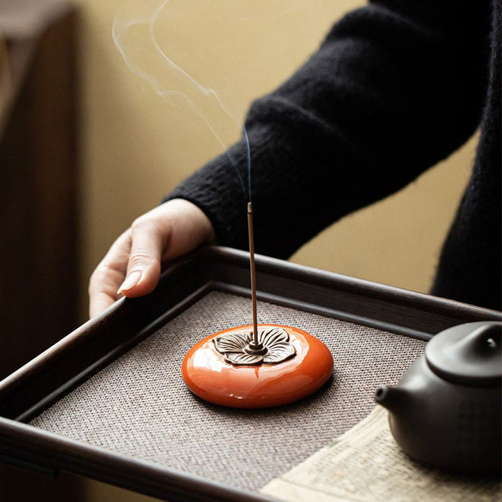 Kadzielnica ceramiczna Persimmon Meditation Healing Incense Burner Uchwyty na kadzidełka