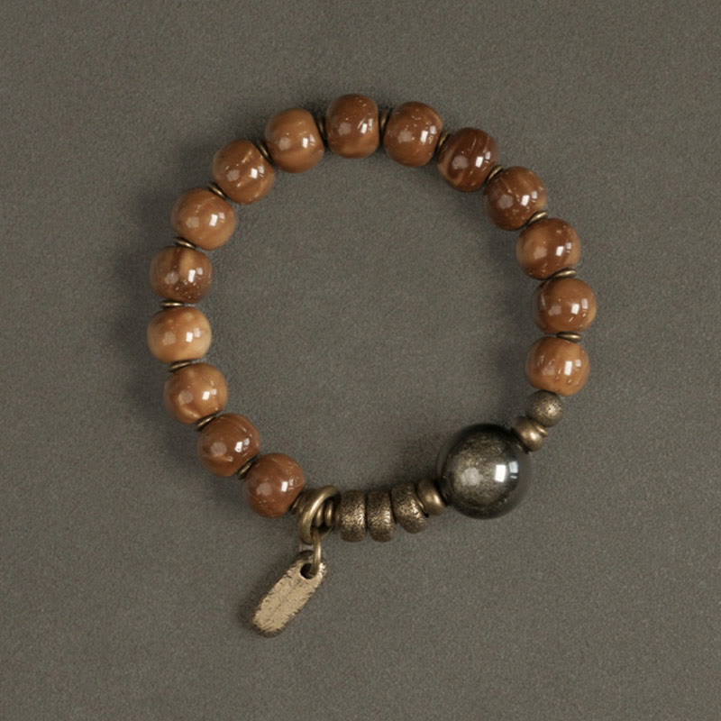 Bransoletka z Buddha Stones , nasiona Kuka, tygrysie oko, złoty połysk obsydianu, mosiądzu i miedzi, zapewniająca bogactwo i szczęście - image 7