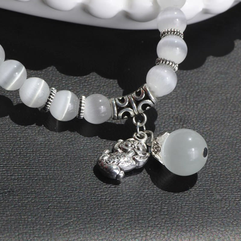 Bransoletka z potrójnym owinięciem w kocie oko PiXiu z Buddha Stones