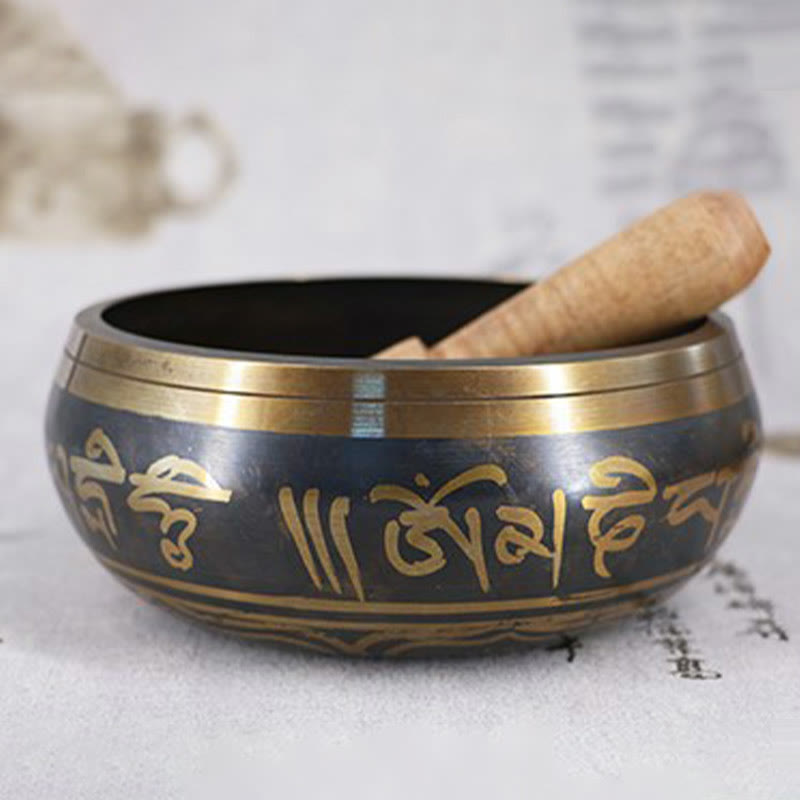 Buddha Stones Tybetańska miska medytacyjna do uzdrawiania i uważności Om Mani Padme Hum Singing Bowl
