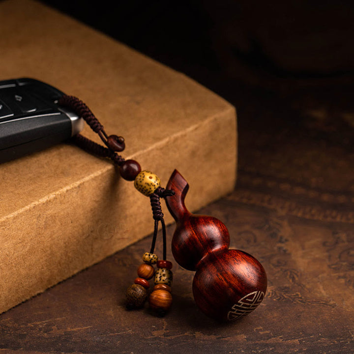Tybetański hebanowy mały liść czerwony sandałowiec breloczek do kluczy Luck Protection