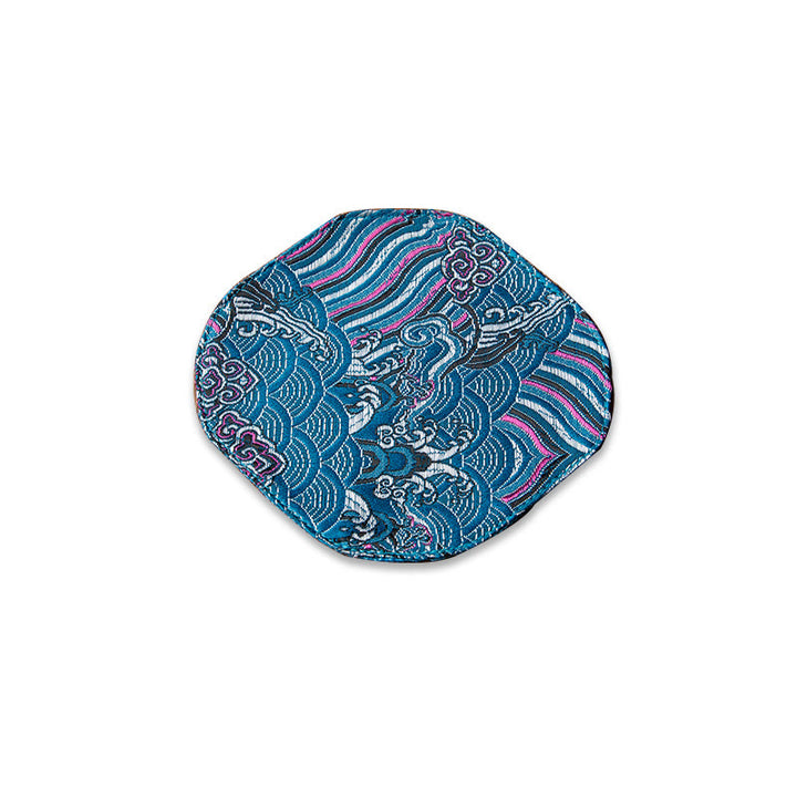 Buddha Stones Fale Morskie Bambus Śliwkowy Kwiat Brokat Haft Podkładka Pod Kubek Podkładka Pod Kubek Herbaty Kung Fu