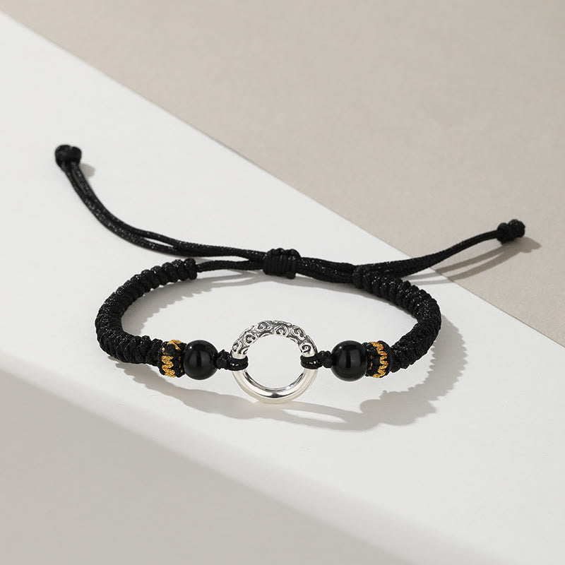 Bransoletka Buddha Stones 925 Sterling Silver Peace Buckle Uspicious Clouds Fortune Braided - image 1