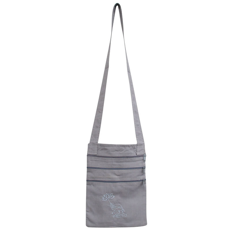 Spiritual Mind Practice Lotus Haftowana bawełniana torba na ramię Torba typu crossbody