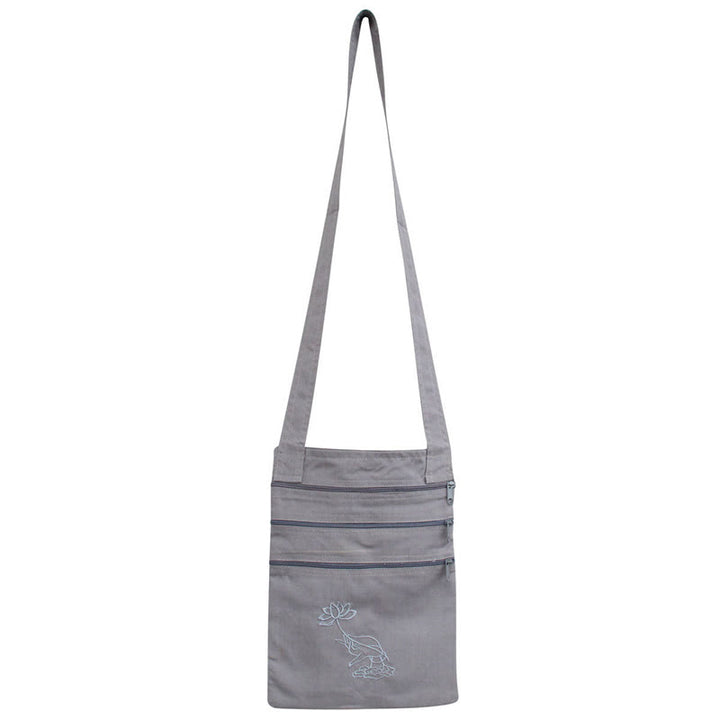 Spiritual Mind Practice Lotus Haftowana bawełniana torba na ramię Torba typu crossbody