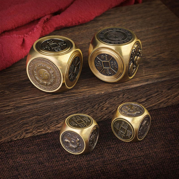 Buddha Stones Cztery Bestie Feng Shui Yin Yang Bagua Miedziana Moneta Harmonia Obrotowa Dekoracja