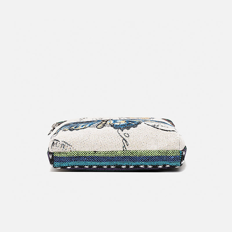 Buddha Stones Słoń Motyl Haftowana Płócienna Torba Tote Torba Na Ramię Torba Crossbody