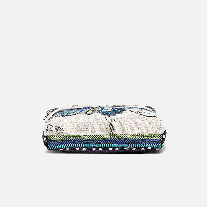 Buddha Stones Słoń Motyl Haftowana Płócienna Torba Tote Torba Na Ramię Torba Crossbody