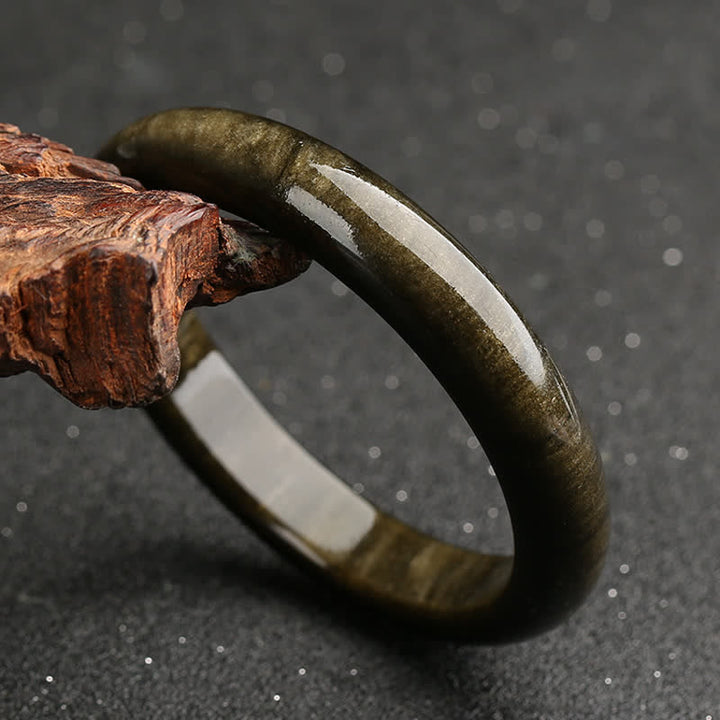 Buddha Stones Złoty połysk Obsydian Srebrny połysk Obsydian Ochrona Bransoletka Bangle