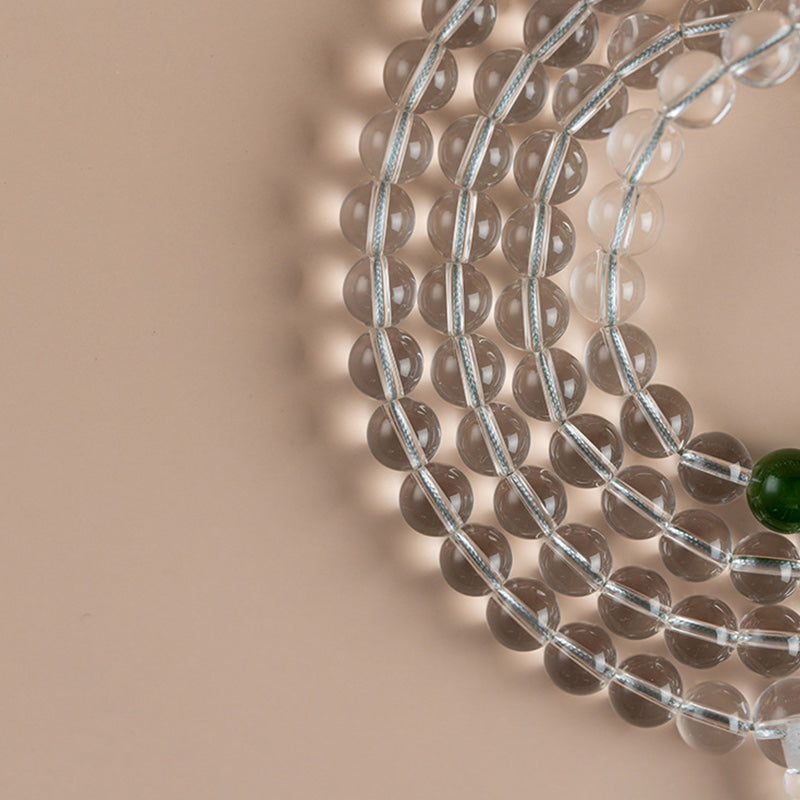 Buddha Stones 108 Koraliki Biały Kryształ Jade Medytacyjna Bransoletka Mala