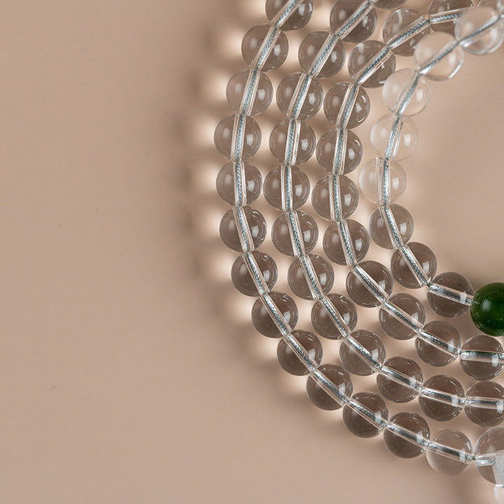 Buddha Stones 108 Koraliki Biały Kryształ Jade Medytacyjna Bransoletka Mala
