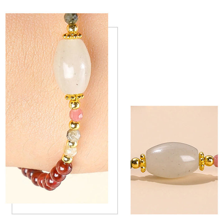 Bransoletka z Buddha Stones , granatu, jadeitu i turmalinu, z koralikami i pasją
