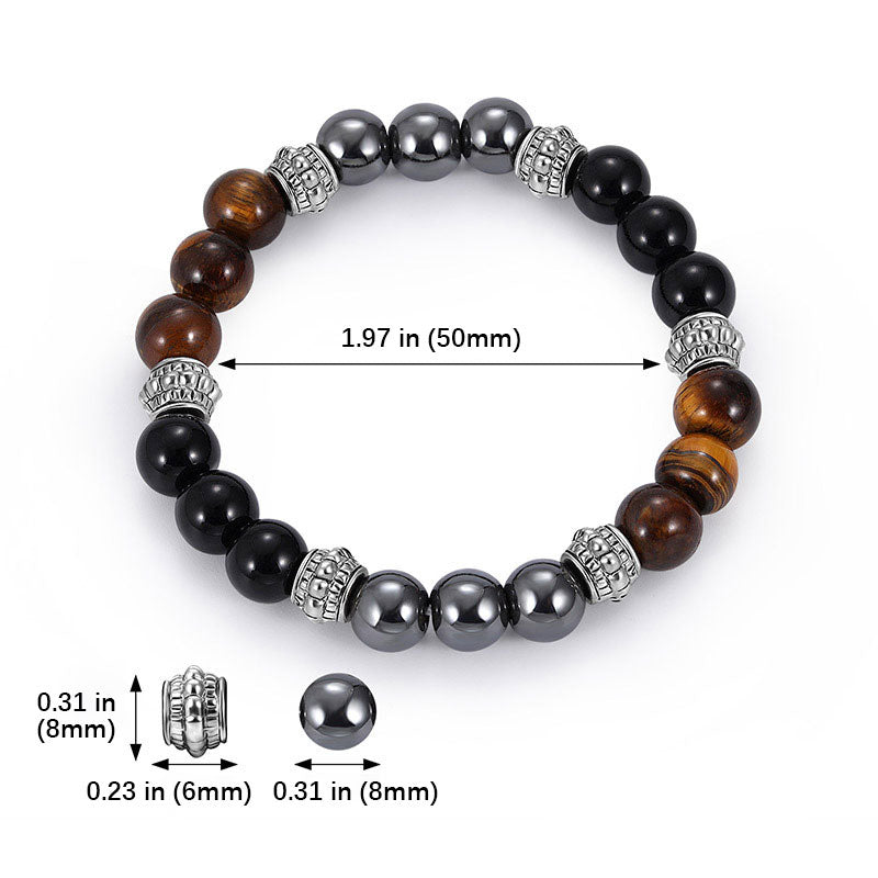 Bransoletka z Buddha Stones Tygrysie Oko i Hematyt, przynosząca szczęście i uzdrowienie