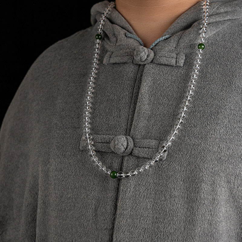 Buddha Stones 108 Koraliki Biały Kryształ Jade Medytacyjna Bransoletka Mala