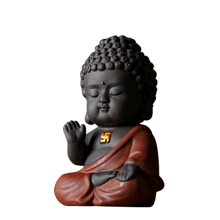 Buddha Stones Mały Budda Spokój Fioletowa Glina Dekoracja Biurka Domowego