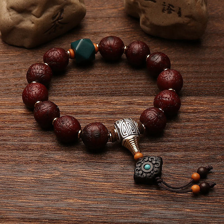 Buddha Stones Tybetańskie Nasiona Bodhi Agat Koralik Szczęście Bogactwo Tassel Charm Nadgarstek Mala