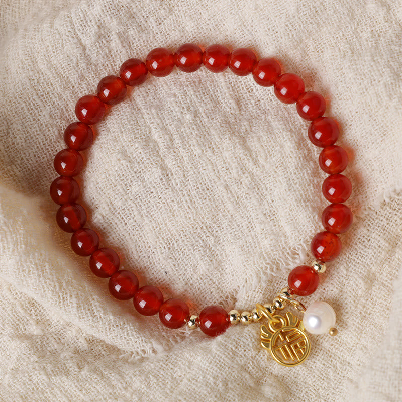 Buddha Stones Rok Smoka Czerwony Agat Jadeit Klamra Pokoju Fu Charakter Bransoletka Sukcesu