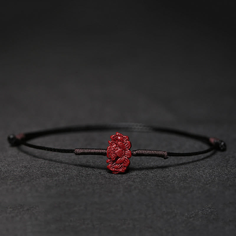 Bransoletka z Buddha Stones , kwiat śliwy, czterolistna koniczyna, lotos PiXiu, ryba Koi, cynober, błogosławieństwo