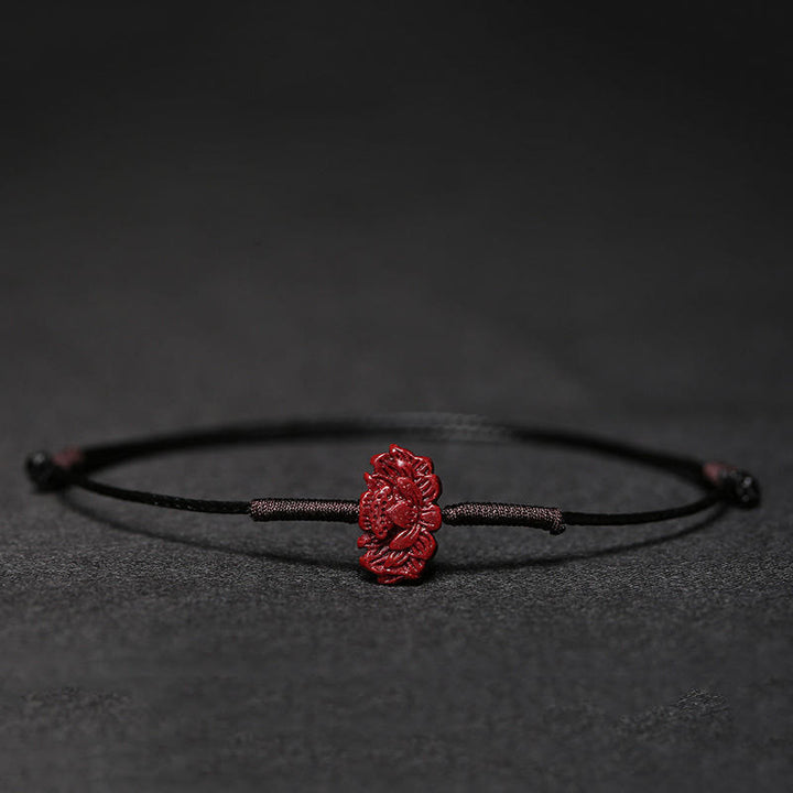 Bransoletka z Buddha Stones , kwiat śliwy, czterolistna koniczyna, lotos PiXiu, ryba Koi, cynober, błogosławieństwo
