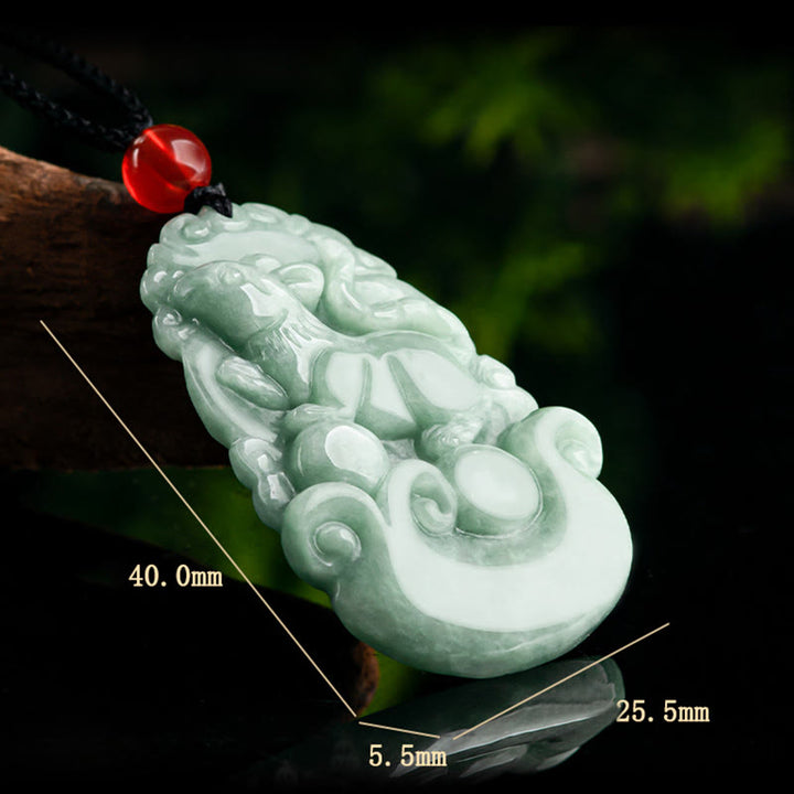 Buddha Stones Naturalny Zielony Jadeit 12 Chiński Zodiak Szczęście Dobrobyt Naszyjnik Wisiorek