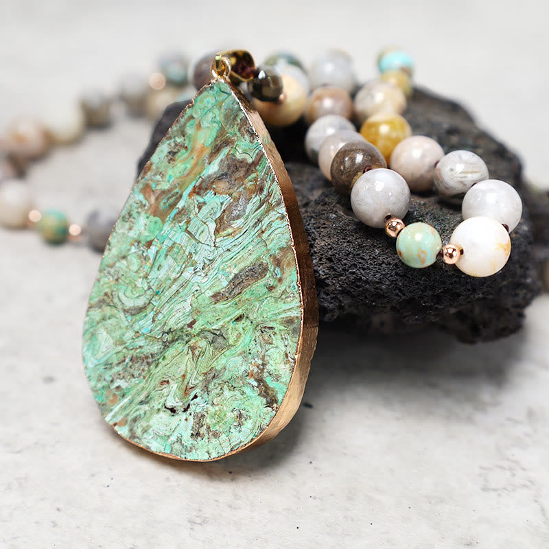 Buddha Stones Naturalny Ocean Picasso Jasper Koralikowy Naszyjnik Uzdrawiający